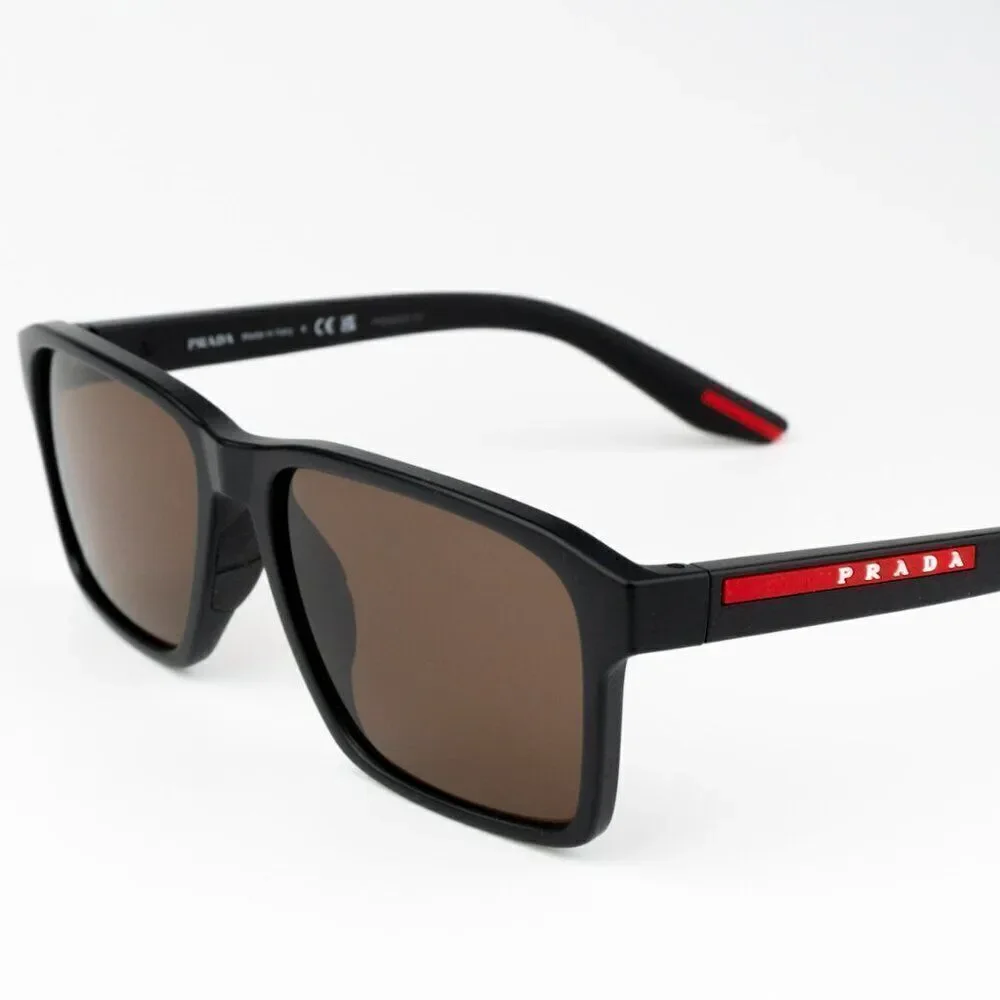 NEW Prada Linea Rossa PS05YS DG050A Black Rubber Brown Unisex Sunglasses